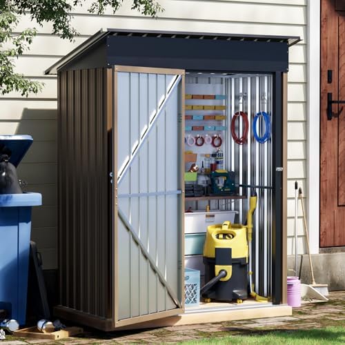 3 x 5 FT Metal Storage Shed for Backyard, Brown