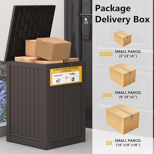 LHBGO Package Delivery Box for Outside with Sign, 48 Gallon Storage with Lock...