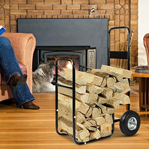 Goplus Firewood Log Rack Indoor Outdoor Fireplace Storage Holder Logs Heavy D...
