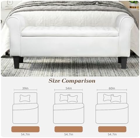 ECOTOUGE 55" Storage Ottoman Bench for Living Room, End of Bed Bench wit...
