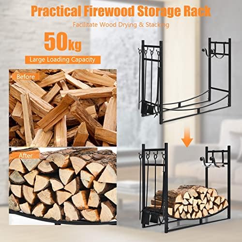 DORTALA 36" Firewood Rack for Outdoor/Indoor, Easy Set-up Fire Wood Rack...