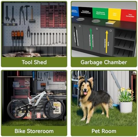 COMHOMA Shed Outdoor Storage Shed Metal,Lockable Doors Tool Sheds with Slopin...