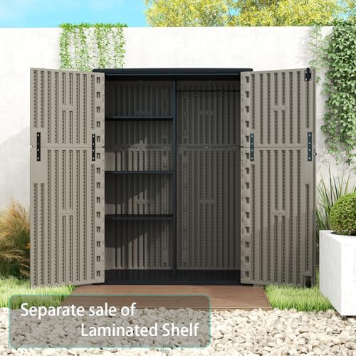 ZZM 57 Cu.ft Outdoor Storage Shed HDPE Storage Cabinet, Double-Wall Resin She...