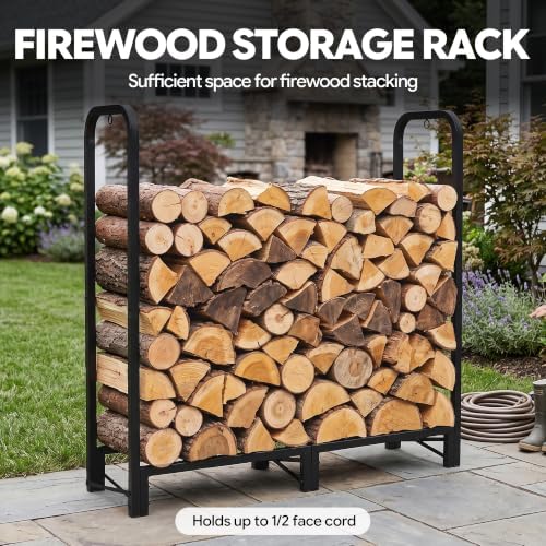 Werph 4FT Firewood Rack Outdoor, Heavy Duty Firewood Storage Rack