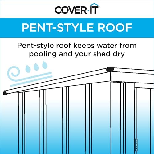 Cover It 6' x 4' Galvanized Steel Outdoor Storage Shed with Pent Roof...