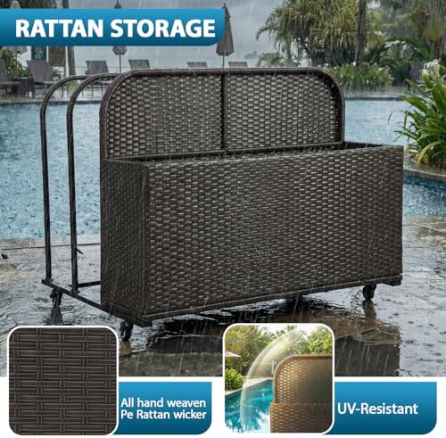 FDW Pool Float Storage Poolside Storage Bin Holder Storage Rack with Wheels P...