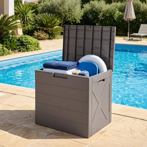 Tangkula 25 Gallon Outdoor Storage Box with Lockable Lid