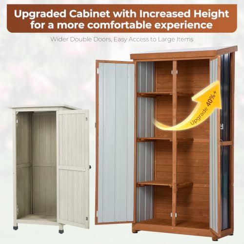 Tall Outdoor Storage Cabinet, 32" W x 16" D x 67" H Vertical S...