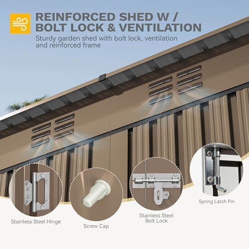 DWVO 9x4ft Large Outdoor Storage Shed with Lockable Doors & Air Vent
