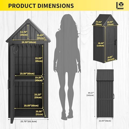Fancyango Outdoor Resin Storage Cabinet Sturdy All-Weather Shed with Removabl...