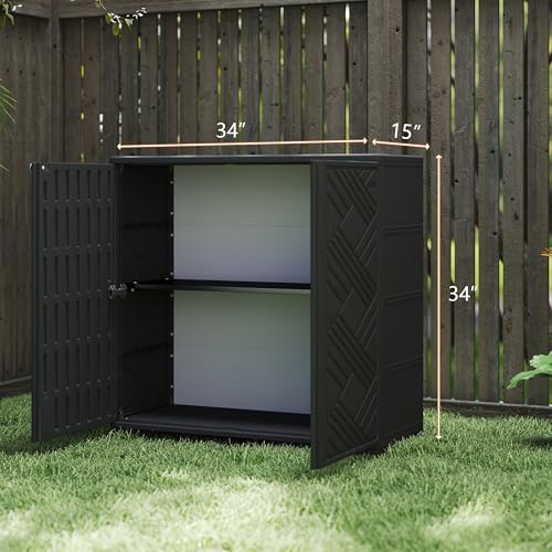 Diamond Cabinet with 1 Shelf, Black 33.5×15.1×34.3 Inch - Waterproof UV-Resis...