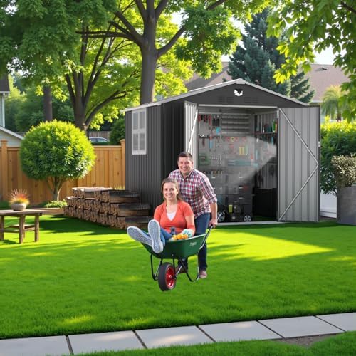 Metal Storage Shed with Windown,Outdoor Storage Building 8x6