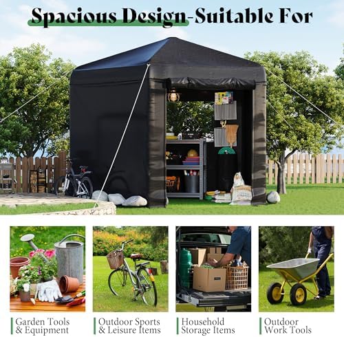 AMERLIFE 9.7x10.2x8.4 FT Pentagonal Storage Shed with PVC Windows