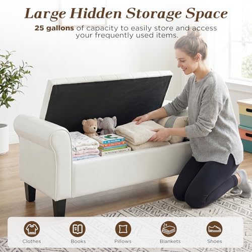 ECOTOUGE 55" Storage Ottoman Bench for Living Room, End of Bed Bench wit...