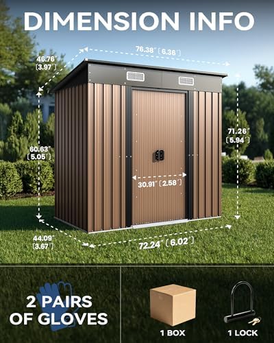 6x4FT Metal Outdoor Storage Shed with Lockable Sliding Door