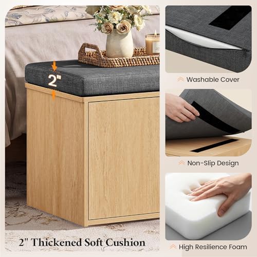 59" Storage Bench with Drawer, 2-Tier Shoe Bench with Storage, Long Entr...