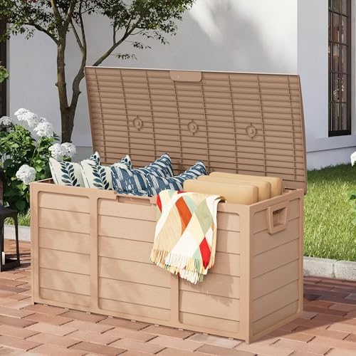 75 Gallon Outdoor Deck Box - Heavy Duty Resin Storage with Lockable Lid, UV R...