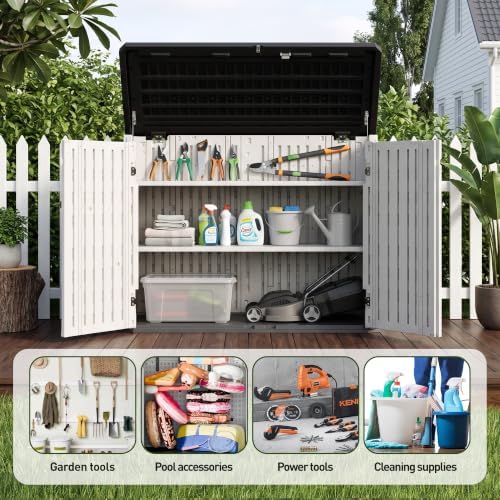 31 Cu.Ft Resin Outdoor Storage Cabinet with 2 Shelves & Floor