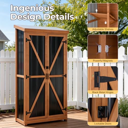 Tall Outdoor Storage Cabinet, 32" W x 16" D x 67" H Vertical S...