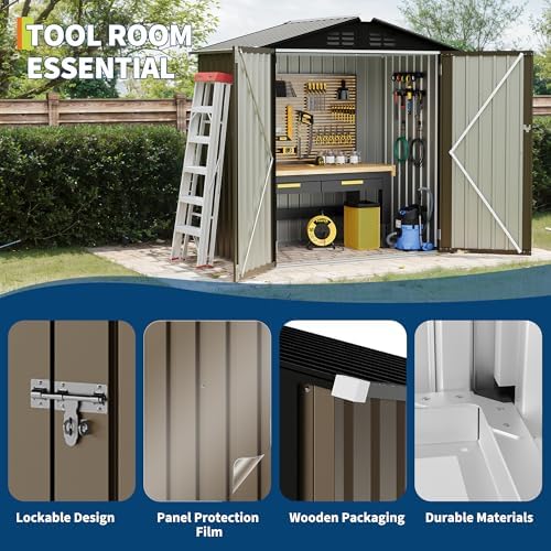 Garvee 6x4 FT Storage Shed – 130 Cu Ft, Sloped Roof, Weatherproof