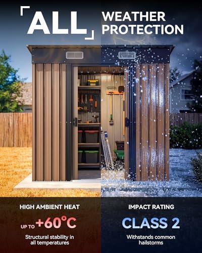 6x4FT Metal Outdoor Storage Shed with Lockable Sliding Door