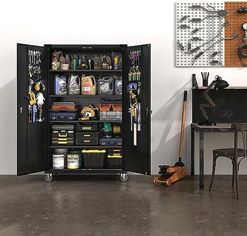 VINGLI Upgraded Wide & Deep Garage Storage Cabinet, Metal Storage Cabinet...