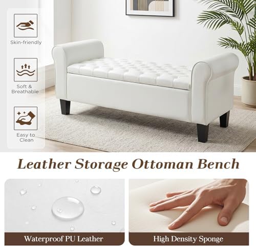 ECOTOUGE 55" Storage Ottoman Bench for Living Room, End of Bed Bench wit...