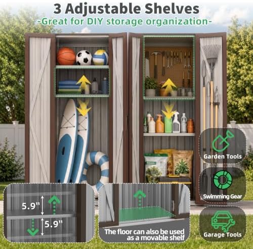 AECOJOY Outdoor Storage Cabinet Waterproof, 70" Vertical Tall with Base
