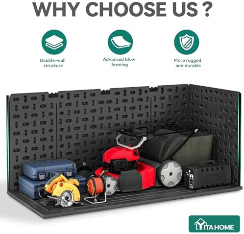 YITAHOME 320 Gallon Double-Wall Deck Box with Divider & Side Handles