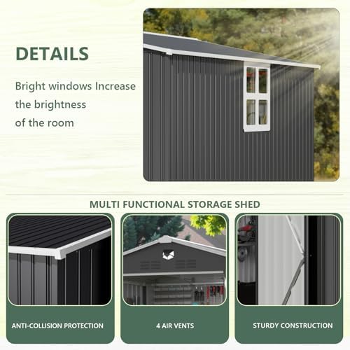 Metal Storage Shed with Windown,Outdoor Storage Building 8x6