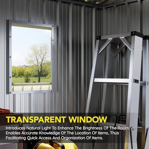 10 x 8 FT Storage Shed with Floor Frame for Backyard, Brown