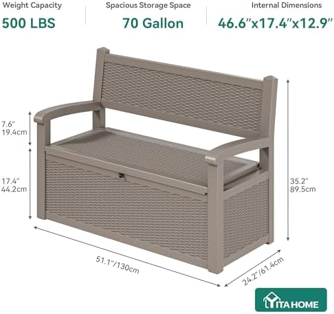 YITAHOME 80 Gallon Storage Bench Deck Box