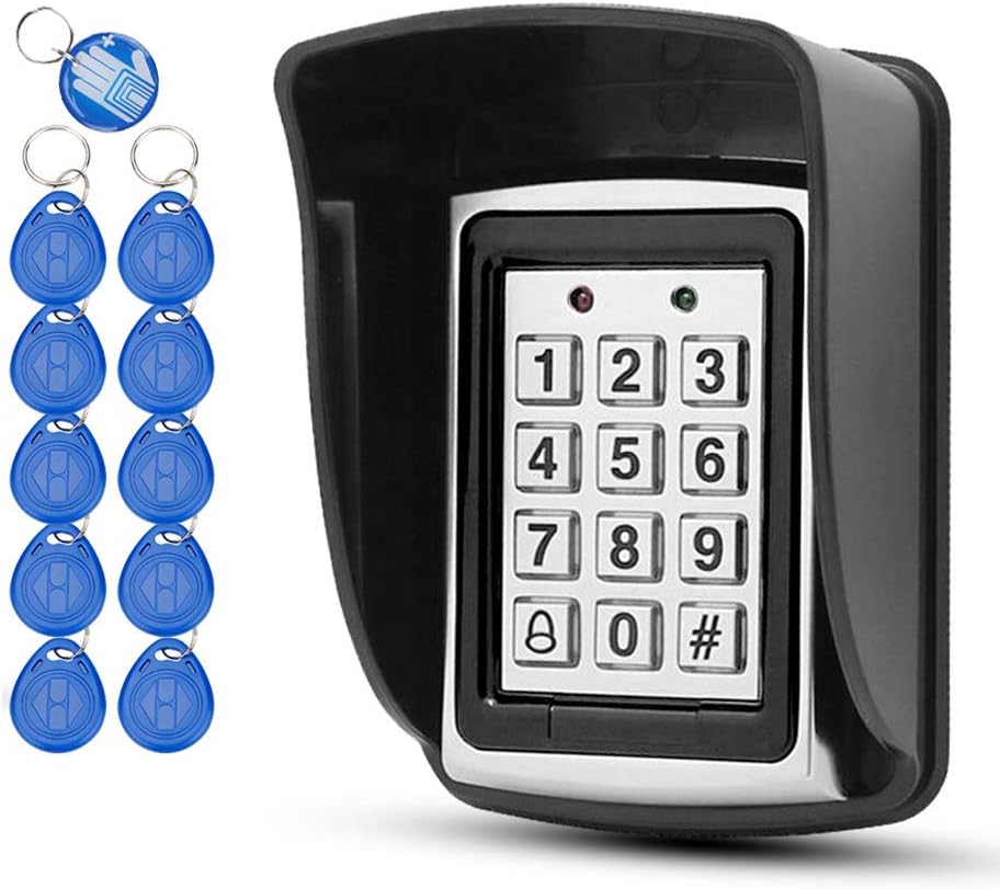 10 RFID Keychains + Waterproof Rain Cover + RFID Metal Keypad Supports 1000 U...