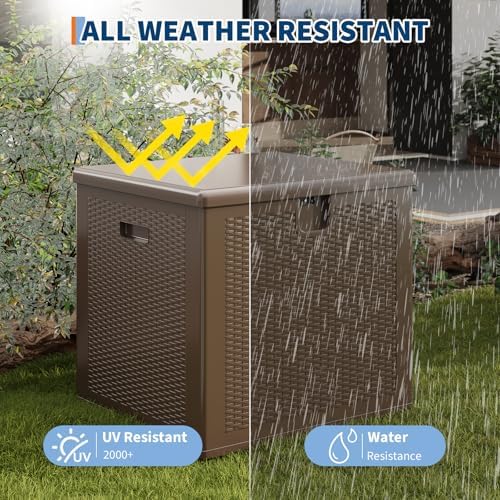 IDEALHOUSE 80 Gallon Resin Deck Box, Waterproof Outdoor Storage Box with Lock...