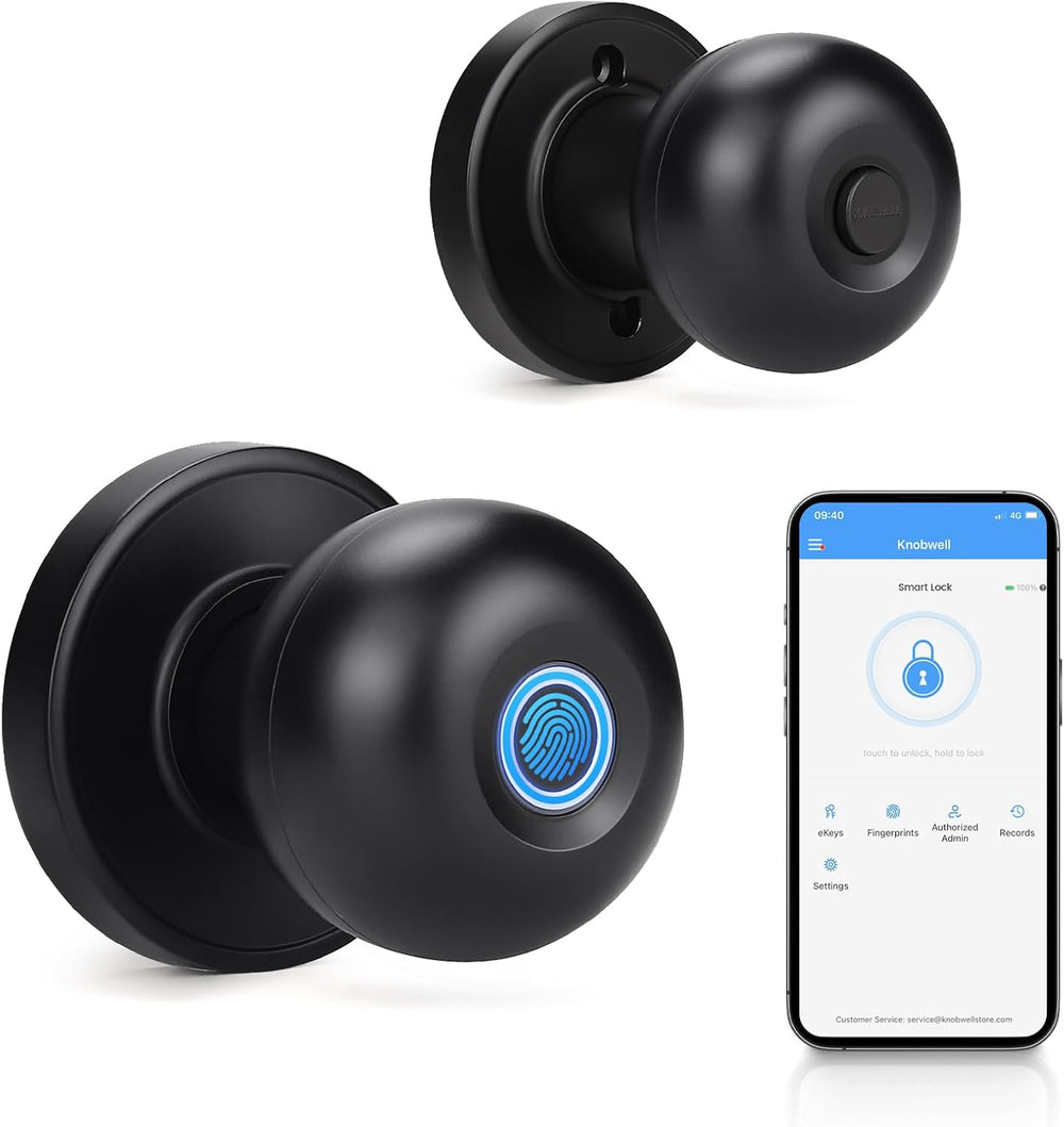 KNOBWELL Smart Door Knob, Fingerprint Door Lock Smart Lock Biometric Door Loc...