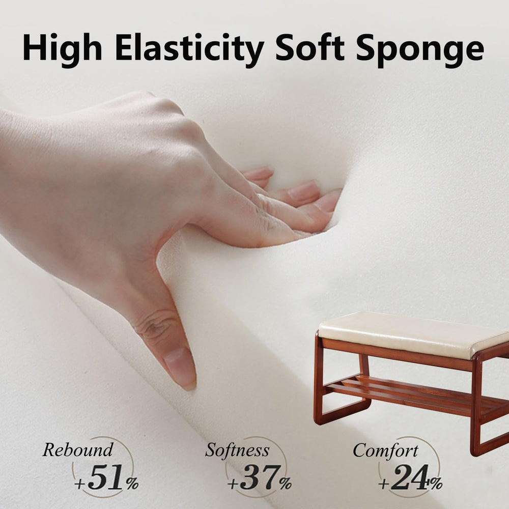 SOBIBO Solid Wood Shoe Bench, 2-Tier Wooden Entryway Bench, Modern Shoe Rack ...