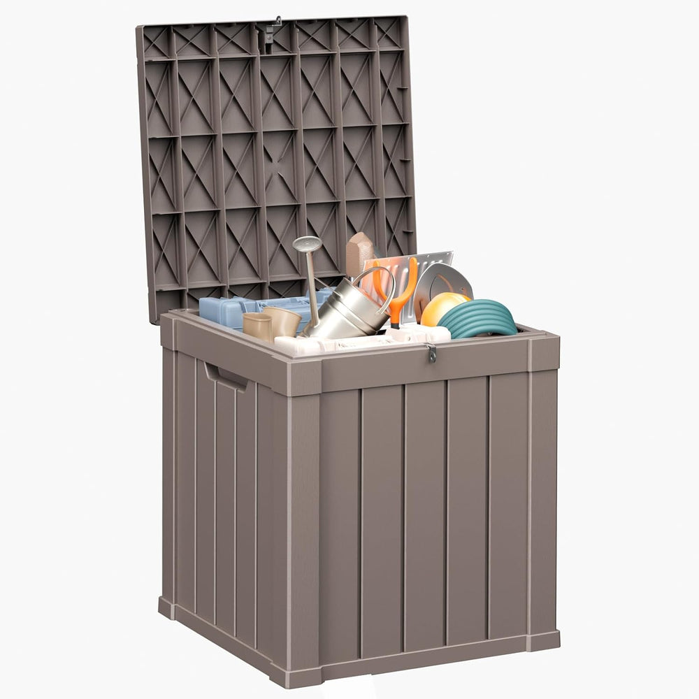 Vixzen Outdoor Storage Deck Box Waterproof Resin Lockable Outside Bench Porch...