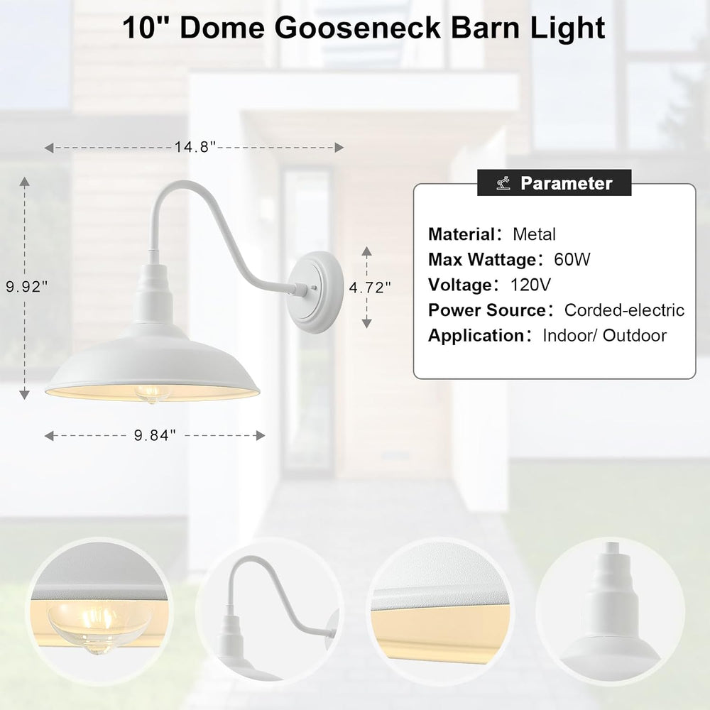 10" Outdoor Barn Lights for Farmhouse, Gooseneck Outdoor Light in Matte ...