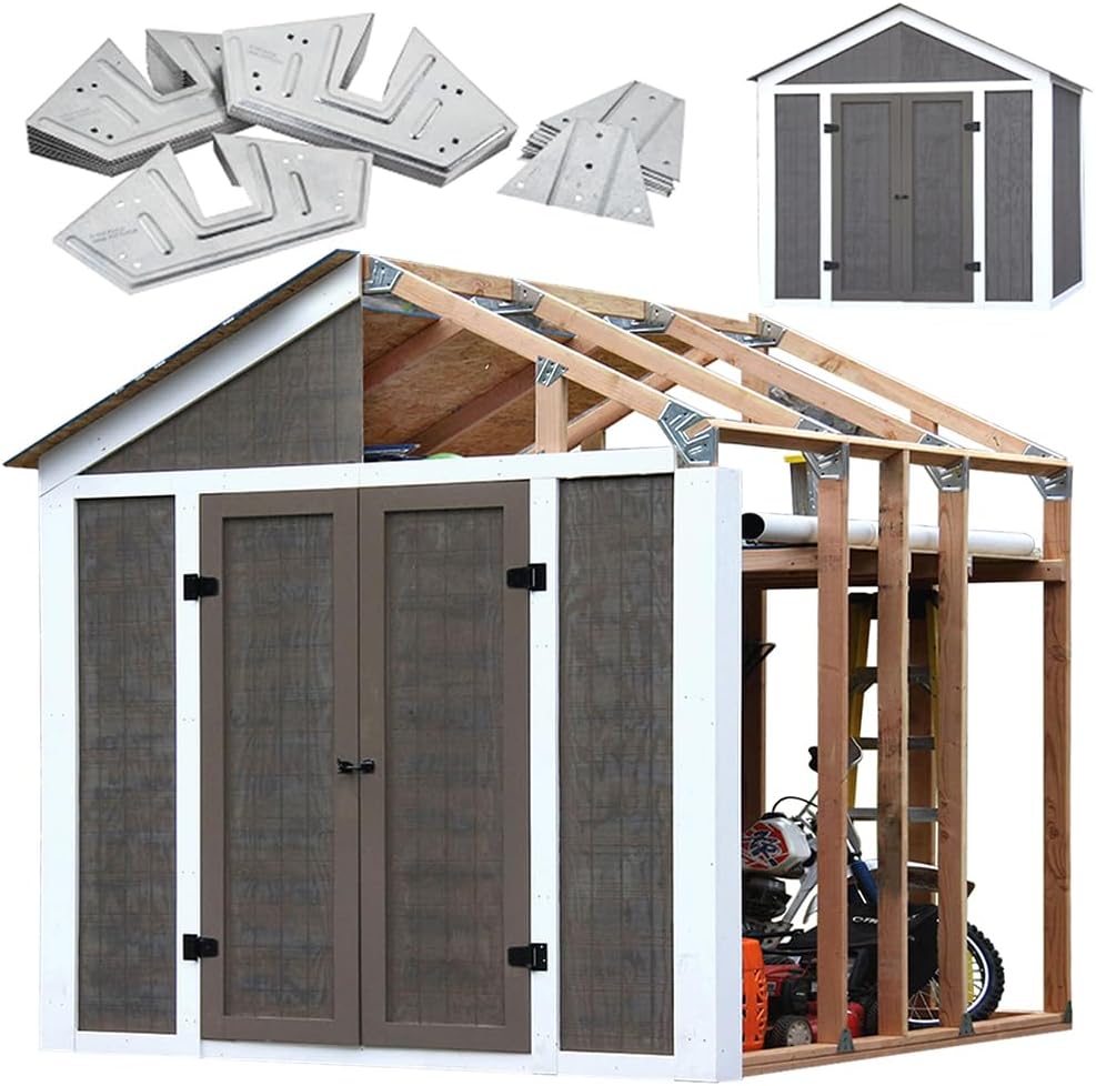 EZBUILDER 7 x 8 Foot Peak Roof Storage Shed Garage Barn DIY EZ Framing Kit wi...