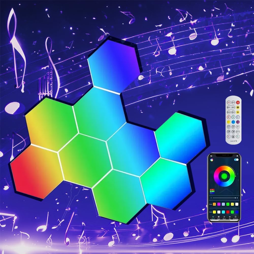 ODISTAR Hexagon Wall Light Panels- Smart APP RGB Hexagonal LED Modular Lights...