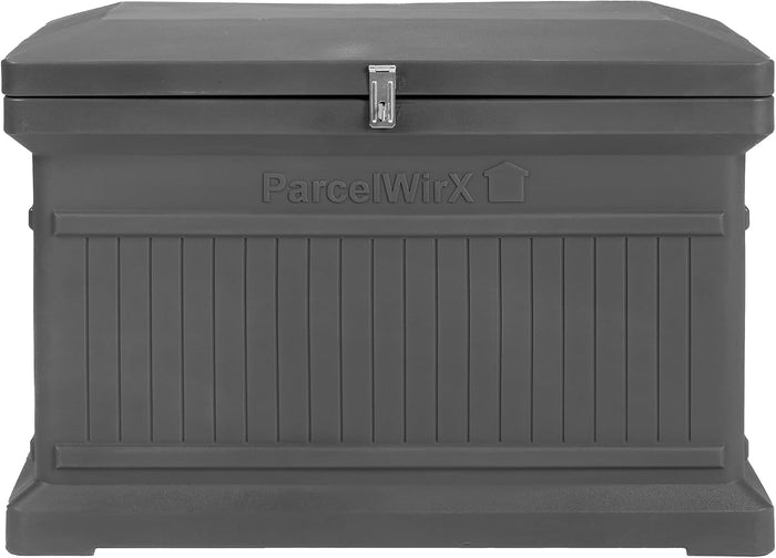 RTS Home Accents ParcelWirx Premium Horizontal Storage Cabinet/Lockable Package Delivery Box with Hinged Lid, Graphite