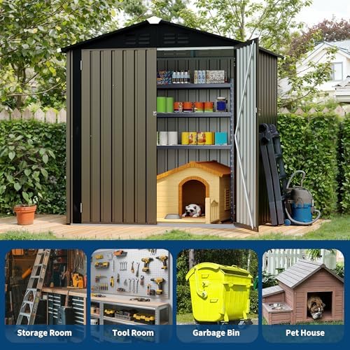 Garvee 6x4 FT Storage Shed – 130 Cu Ft, Sloped Roof, Weatherproof