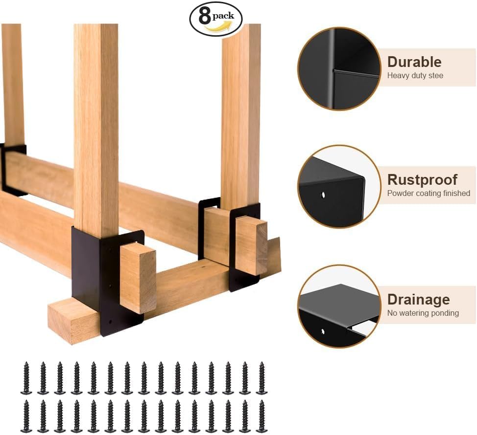 8 Pack Adjustable Firewood Log Storage Rack Bracket