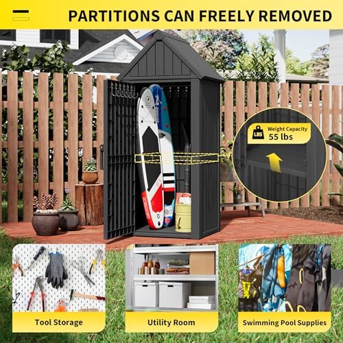 Fancyango Outdoor Resin Storage Cabinet Sturdy All-Weather Shed with Removabl...