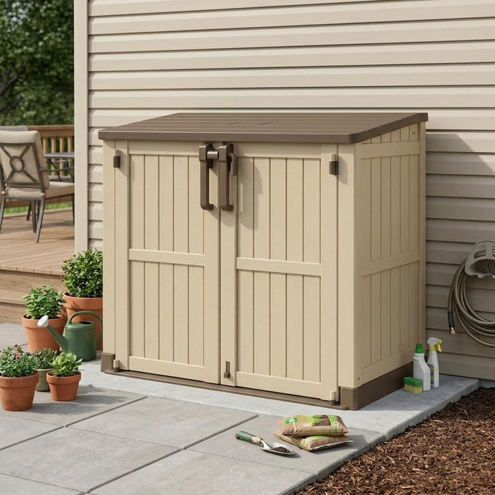Bifanuo 36 Cu Ft Resin Outdoor Storage Shed, Horizontal Storage Cabinet
