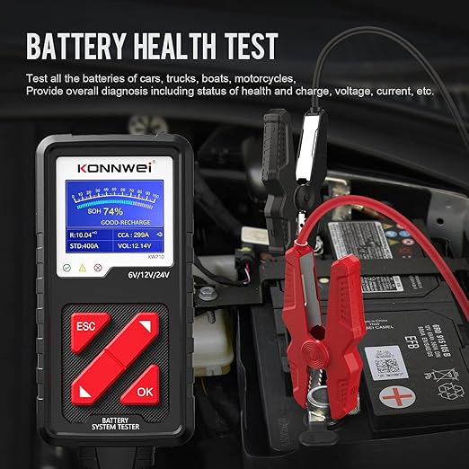 KONNWEI KW710 Car Battery Tester 6V 12V 24V, Battery Load Tester Automotive
