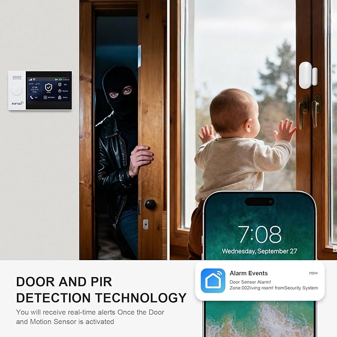 PGST Wireless Door Alarm Systems, DIY Motion Detector, Door Sensors, 4G