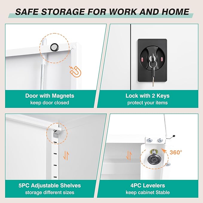 SISESOL Wide & Deep Metal Storage Storage Cabinet