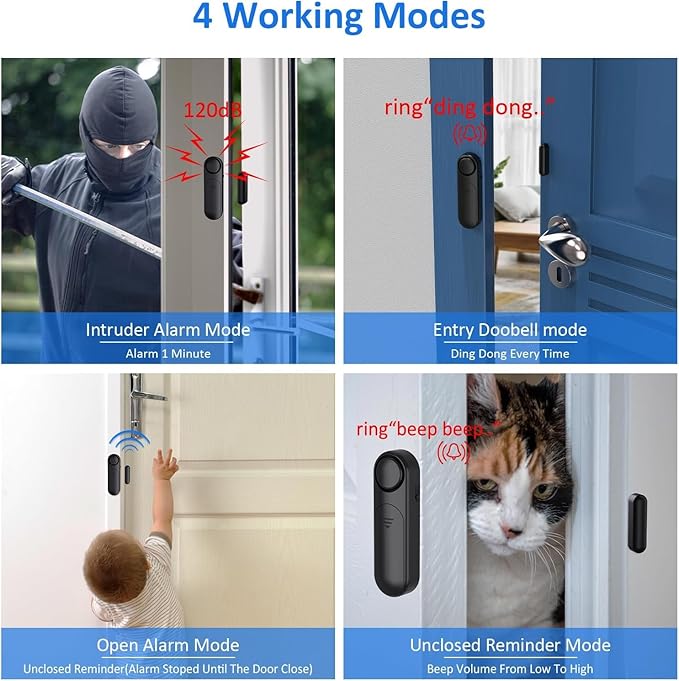AKOYU 5-Pack Window Alarms for Home Security, 120dB Door and Window Open Sensor