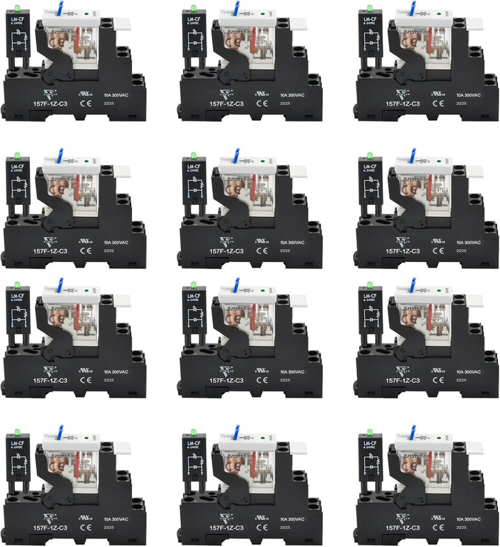 12 Pcs 12Amp Power Relay Switch UL Listed 24V DC Relay Coil, 5 Pin SPDT 1NO 1NC